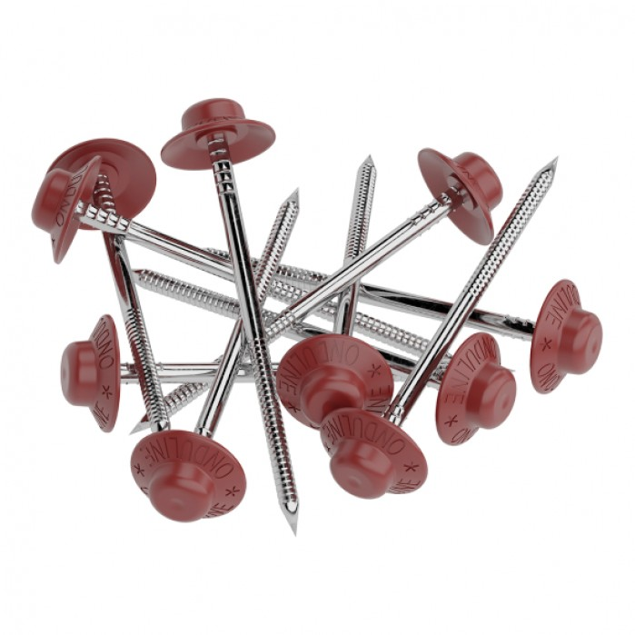 Гвозди ОНДУЛИН цвет КРАСНЫЙ цинк+ПНД (100 шт/упак)