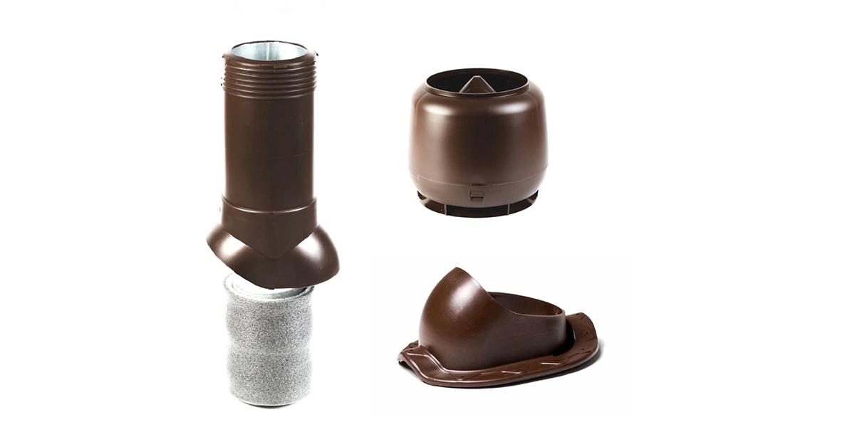 Комплект Starke труба вентиляционная D-125мм, проходной элемент, колпак для м/ч монтерей коричневый